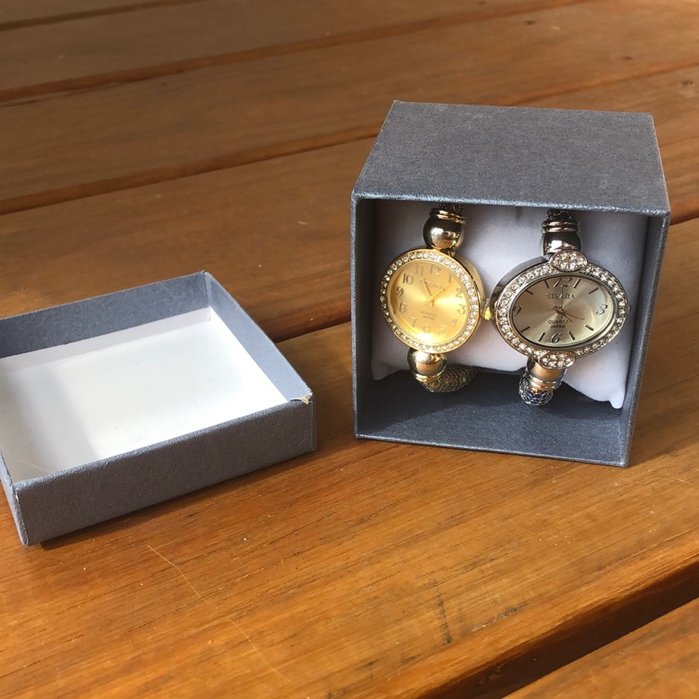 Set of 2 Strada Gold and Blue Watches NWT